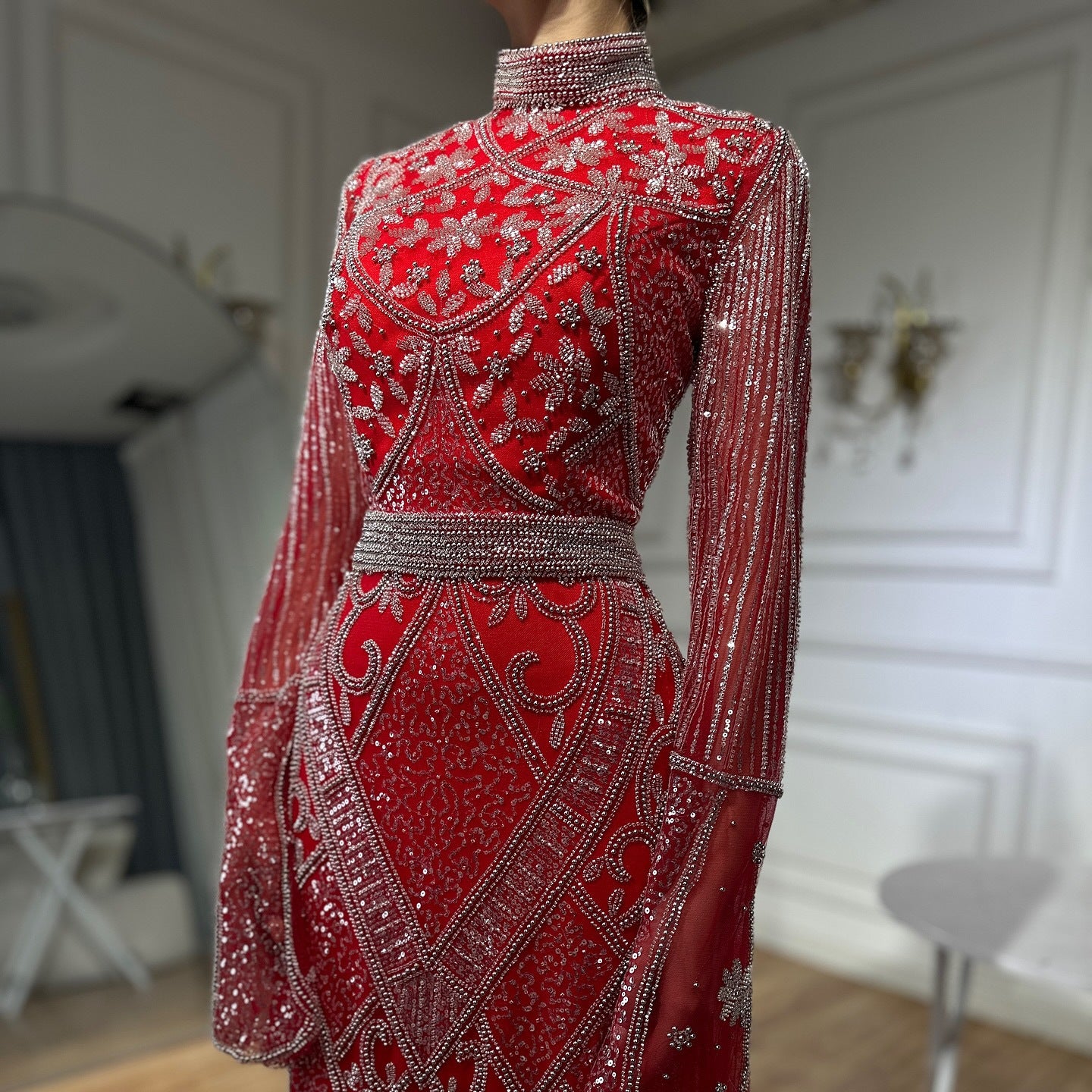 Elegant High Collar Fishtail Evening Long Dress