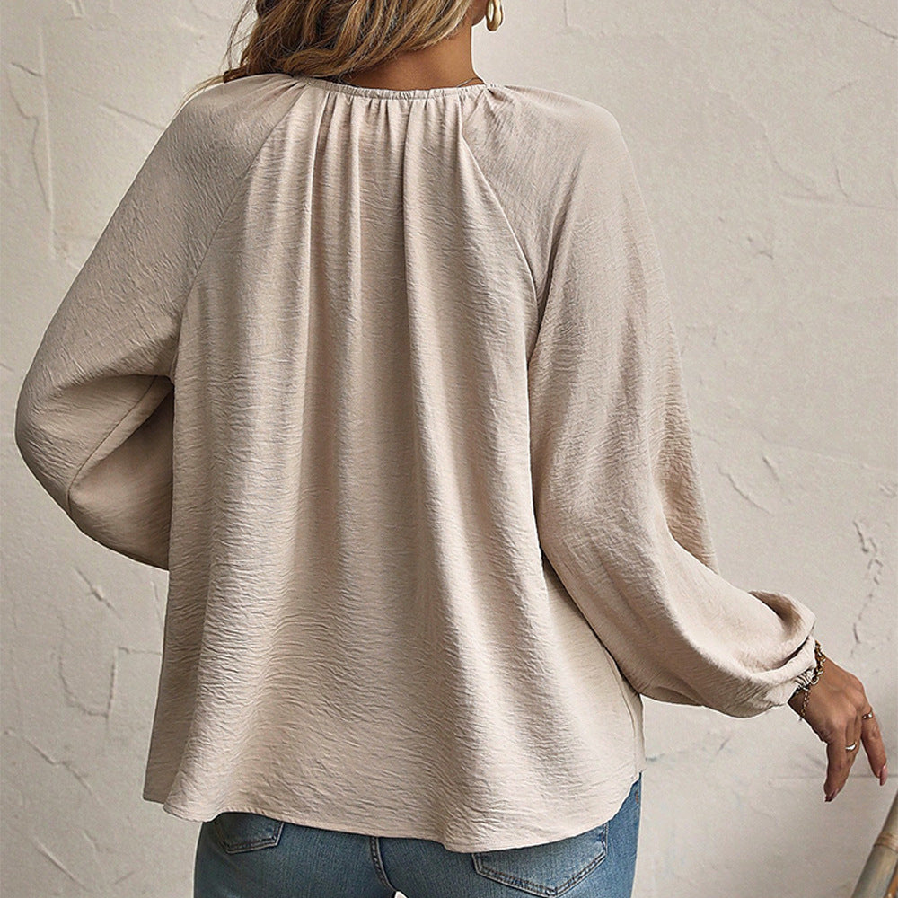 Comfortable Loose-fit Long Sleeve Blouse-shirt