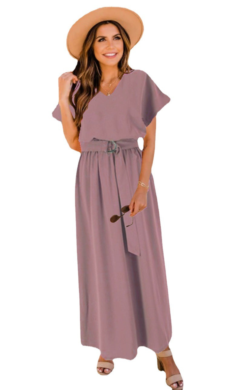 Women's Plus-Size Solid-Color Long Dress