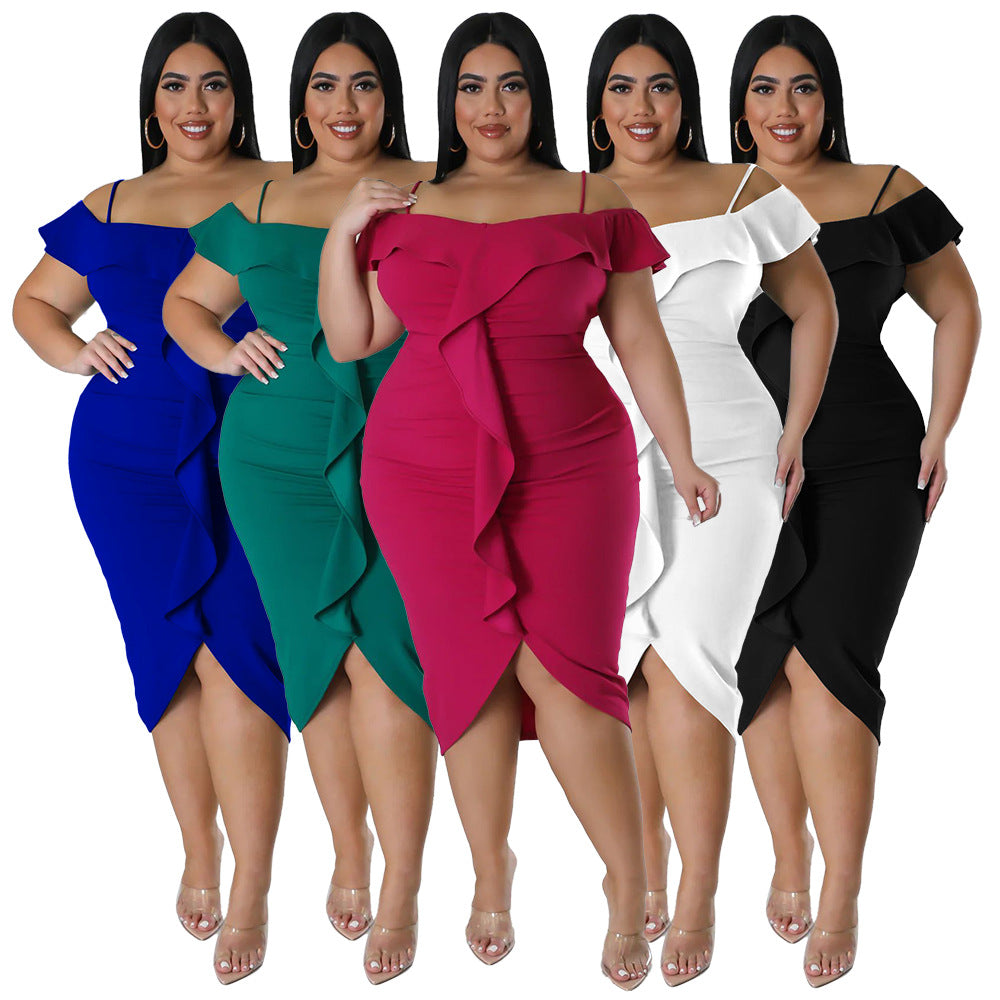 Solid-Colour Halter-neck Midi Dress