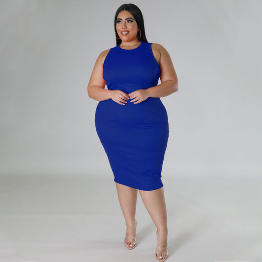 Summer and Spring Solid-color Sleeveless Dress