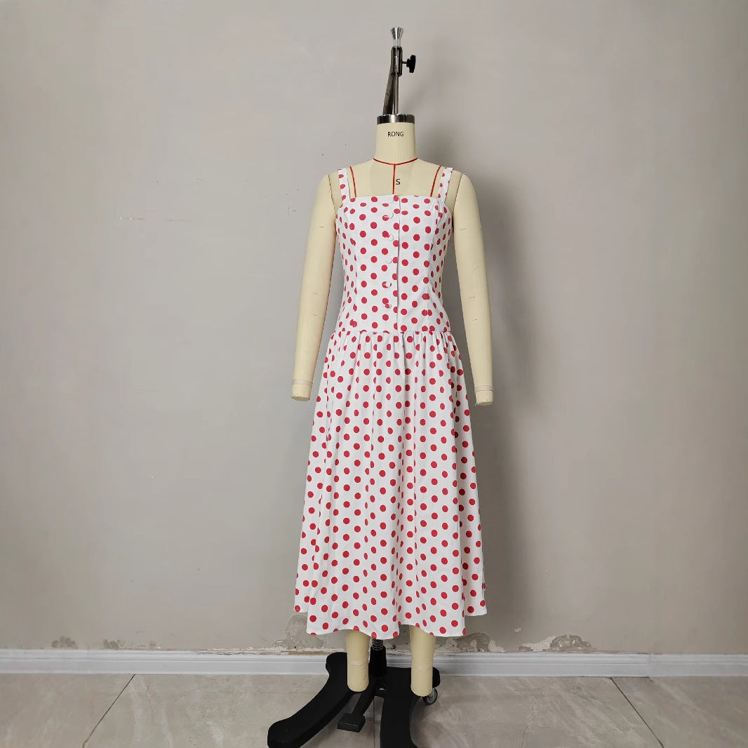 Elegant Figure-flattering Polka Dot Dress
