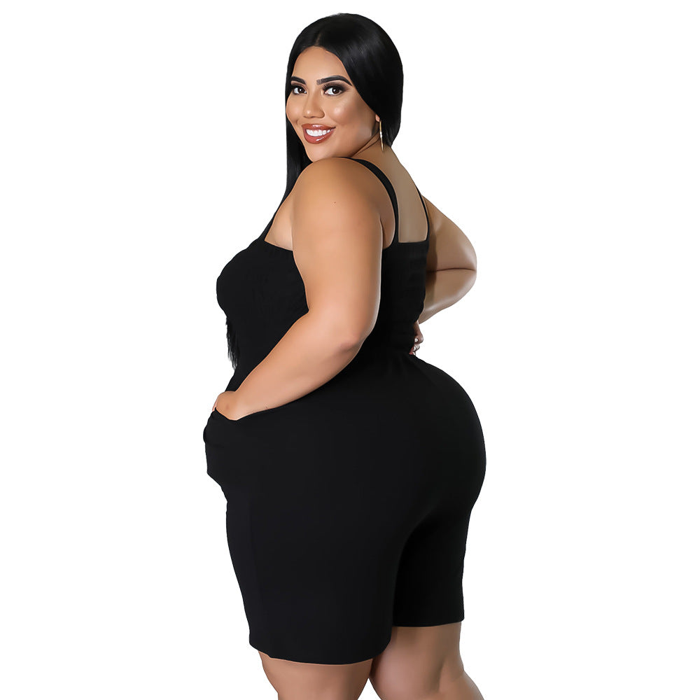 Slim-Fit Trendy Summer Ruched Backless Jumpsuit