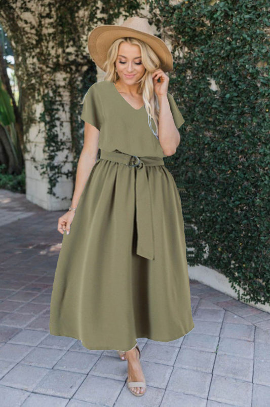 Women's Plus-Size Solid-Color Long Dress