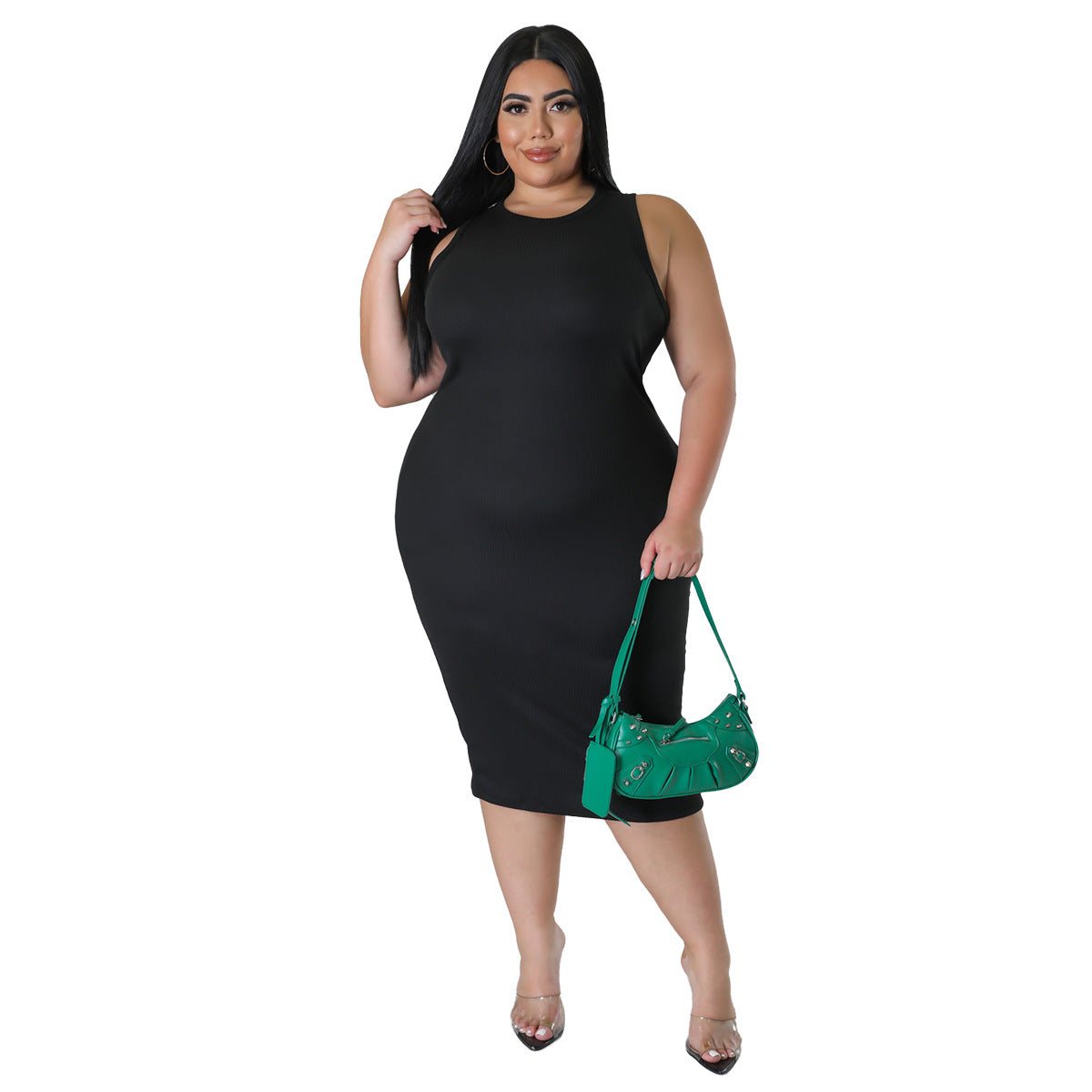 Summer and Spring Solid-color Sleeveless Dress