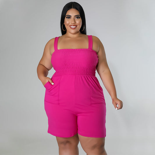 Slim-Fit Trendy Summer Ruched Backless Jumpsuit