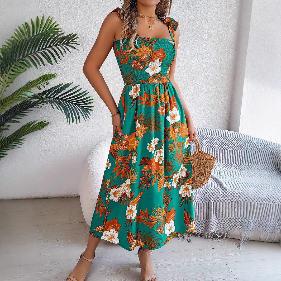 Flowers Print Summer Corset Dress
