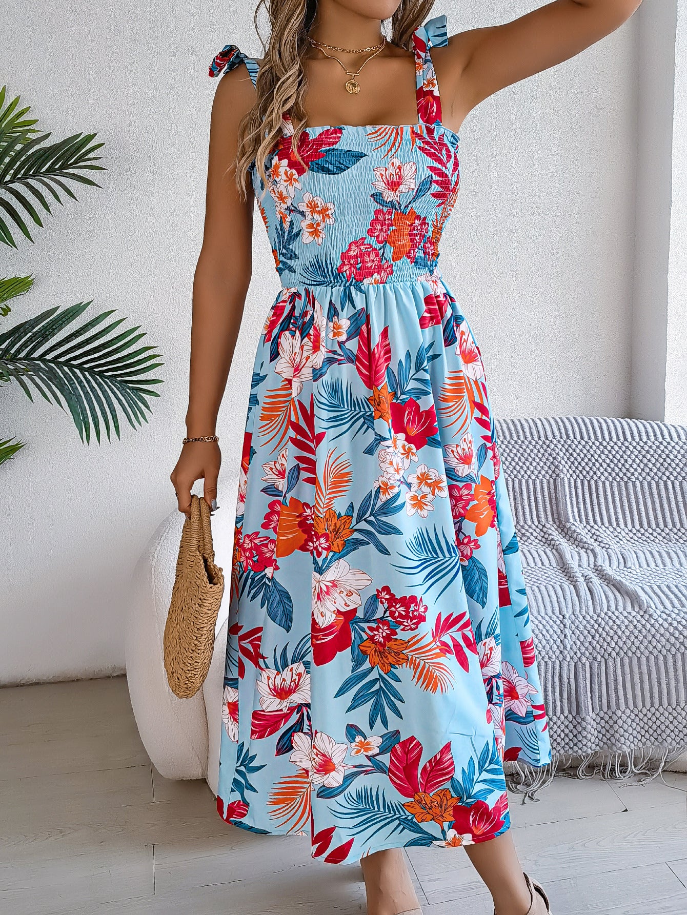 Flowers Print Summer Corset Dress