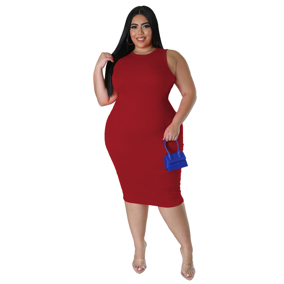 Summer and Spring Solid-color Sleeveless Dress