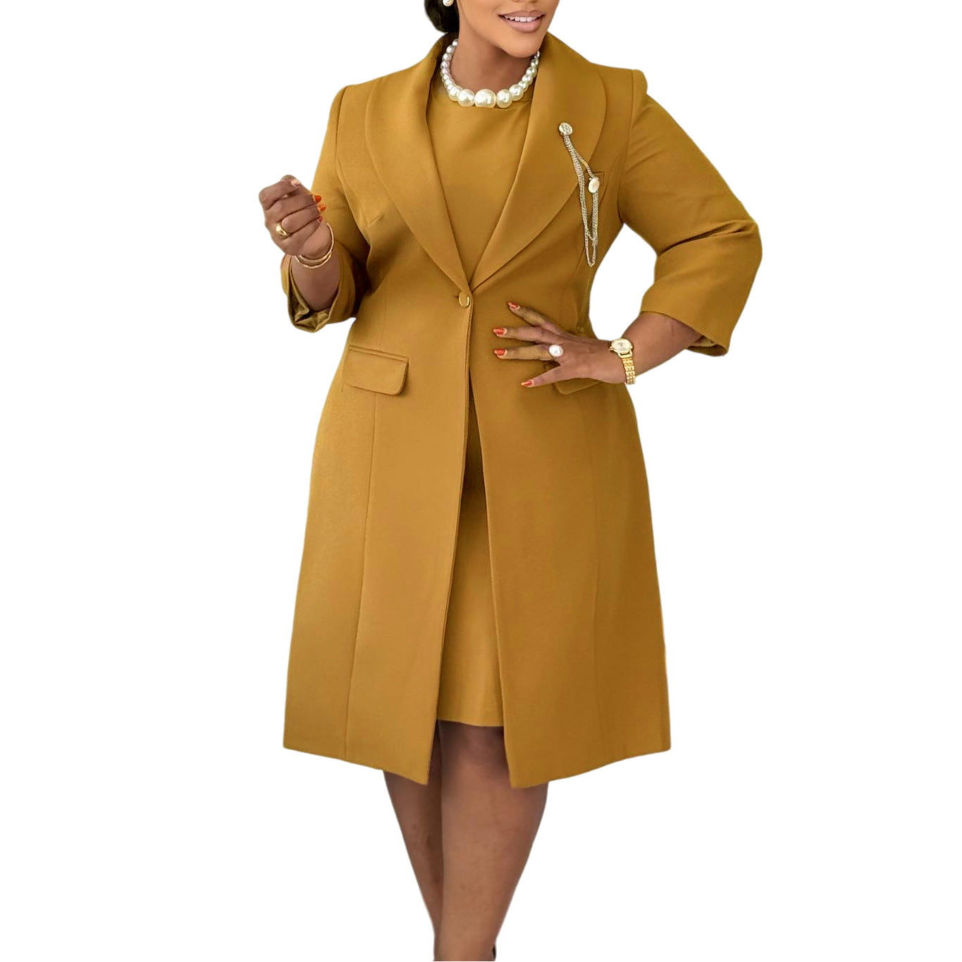 Slim-fit Solid-color Winter Suit and Dress