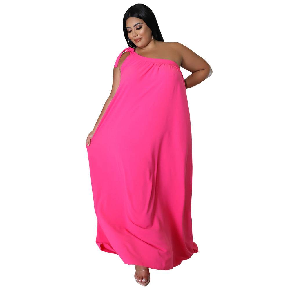 One-shoulder Sleeveless Halter Maxi Dress