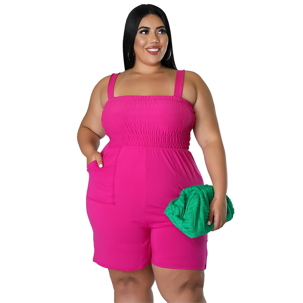 Slim-Fit Trendy Summer Ruched Backless Jumpsuit