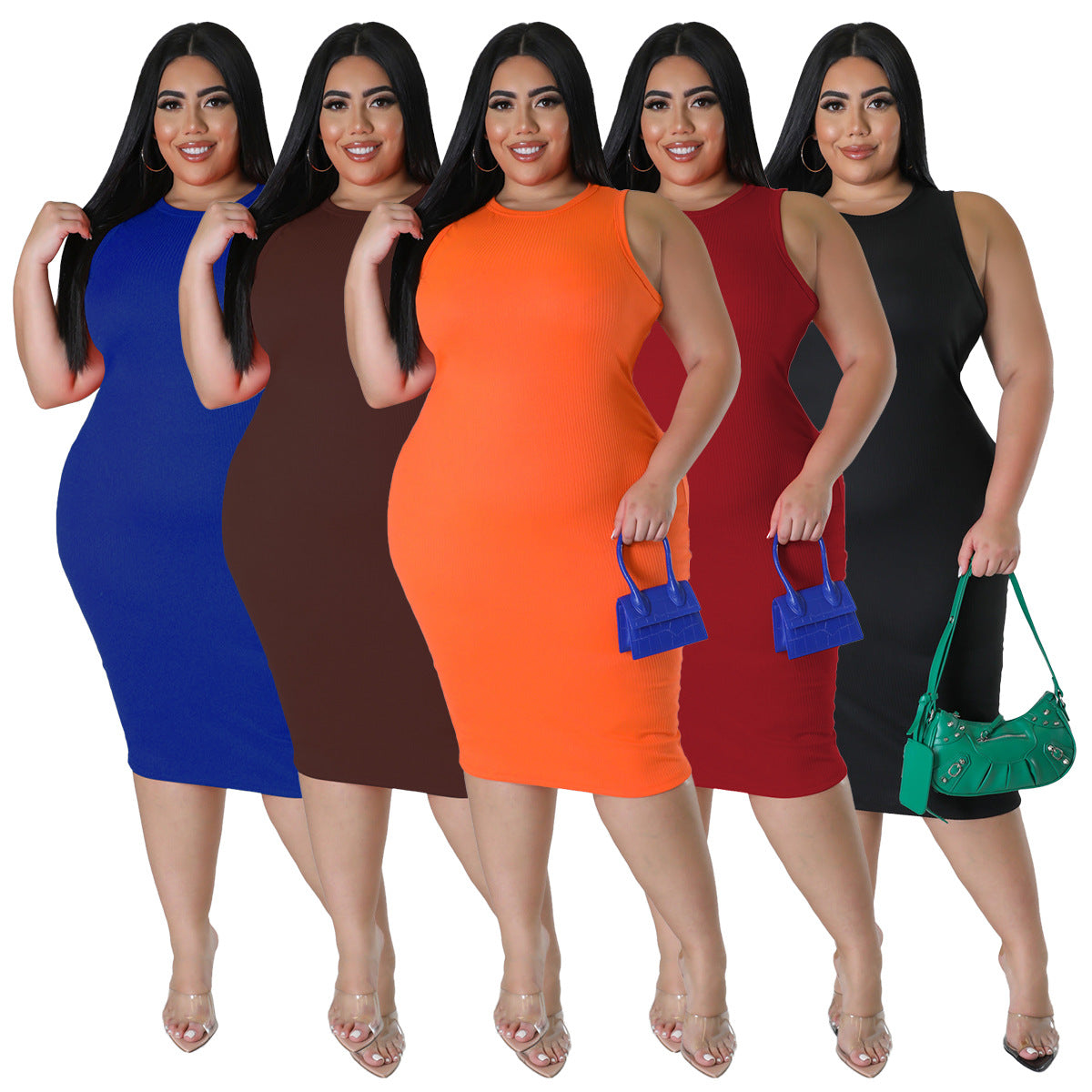 Summer and Spring Solid-color Sleeveless Dress