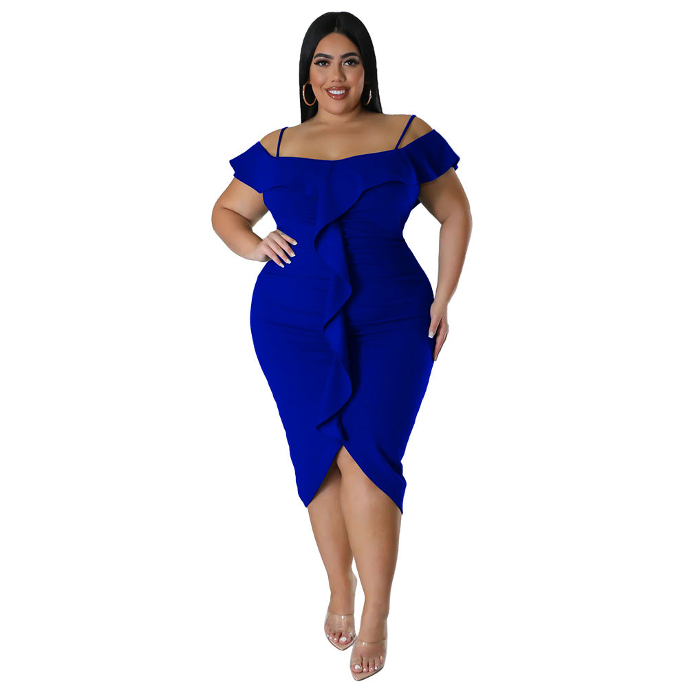 Solid-Colour Halter-neck Midi Dress